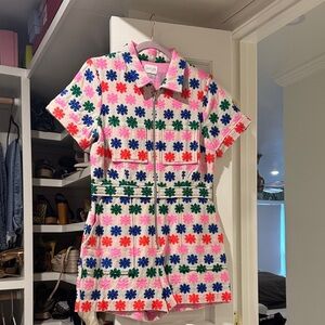 SAYLOR Pink and Green Embroidered romper